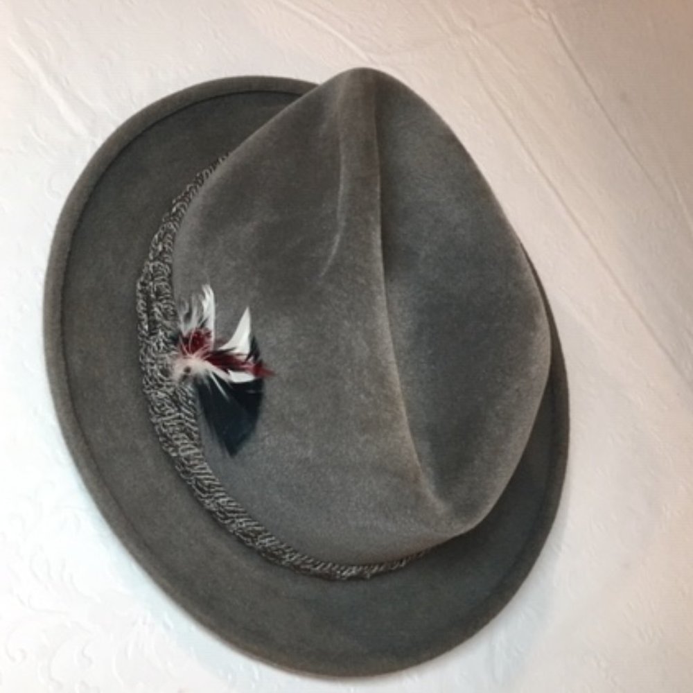 RARE Vintage STETSON Sovereign Gray Felt Fur Fedora Hat